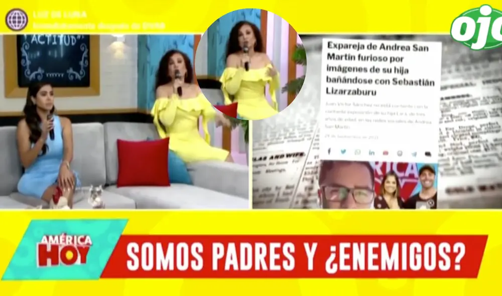 "A mí, como mamá, no me parece, Andrea San Martín, que permitas que tu pareja en este momento esté bañando a la niña Larita", dijo Barboza. Foto: captura de América