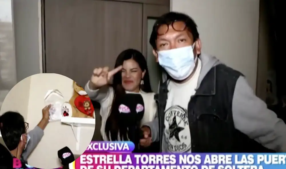 La cantante Estrella Torres se avergonzó cuando el reportero descubrió que aún guardaba los recuerdos de Tommy Portugal. Foto: captura de América