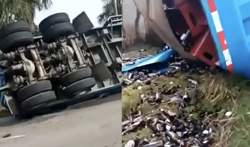 El conductor fue rescatado por otros choferes que circulaban por la zona. Foto: captura de TV Perú El conductor fue rescatado por otros choferes que circulaban por la zona. Foto: captura de TV Perú