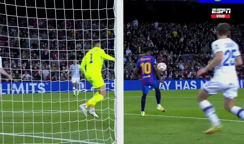 Ansu Fati ante el Dinamo Kiev. Foto: captura ESPN. Ansu Fati ante el Dinamo Kiev. Foto: captura ESPN.