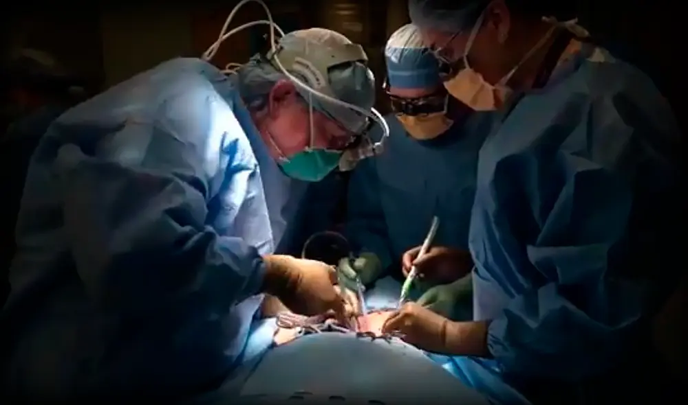 El equipo de Robert Montgomery, en pleno trasplante del riñón de cerdo. Foto: captura de video/Usa Today El equipo de Robert Montgomery, en pleno trasplante del riñón de cerdo. Foto: captura de video/Usa Today