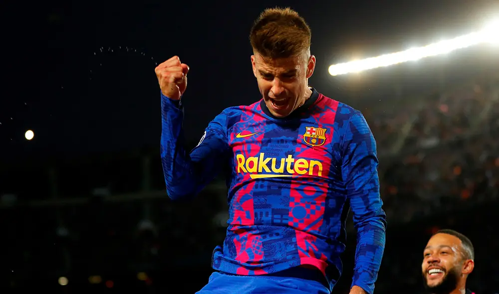 Gerard Piqué anotó el primer gol de la temporada del FC Barcelona en la Champions League 2021/2022. Foto: EFE Gerard Piqué anotó el primer gol de la temporada del FC Barcelona en la Champions League 2021/2022. Foto: EFE