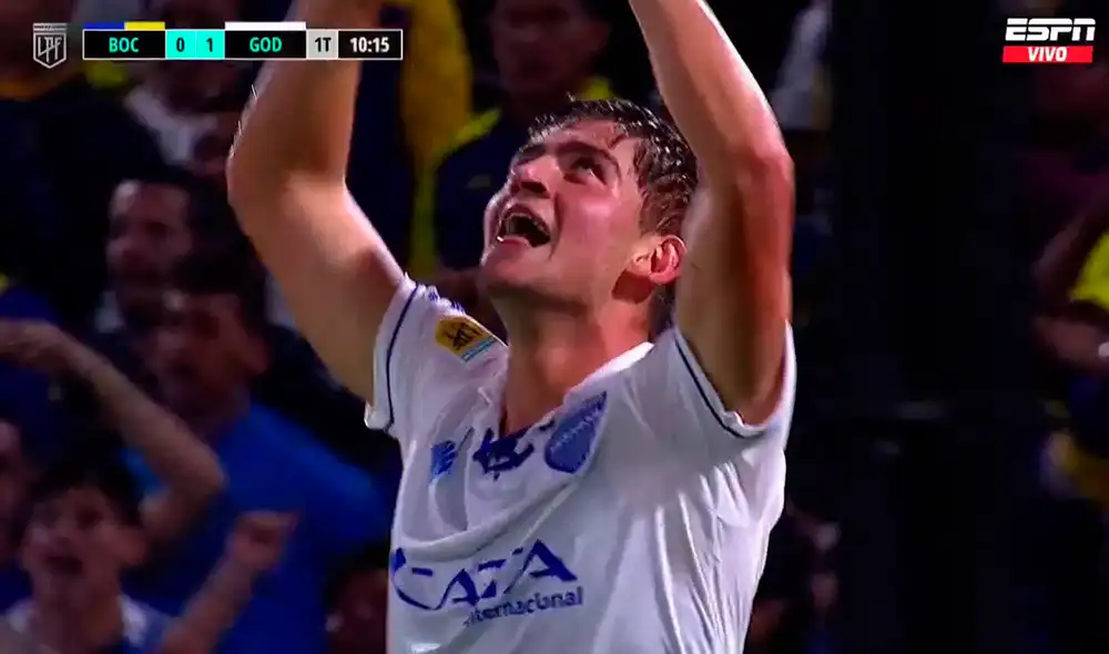 Badaloni abrió el marcador para Godoy Cruz en la Bombonera. Foto: captura ESPN