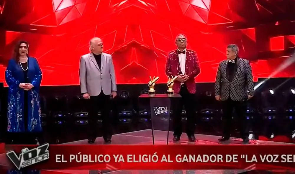 La voz senior tuvo como finalistas a  Lourdes Carhuas, Luis Ángel Reddel, Óscar Centeno y Mito Plaza. Foto: captura de Latina