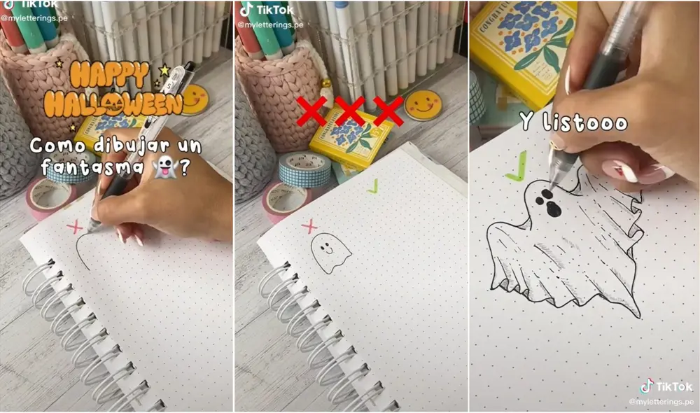 Empleando figuras geométricas, líneas y curvas ha logrado realizar dibujos más llamativos. Foto: captura de video de TikTok Empleando figuras geométricas, líneas y curvas ha logrado realizar dibujos más llamativos. Foto: captura de video de TikTok