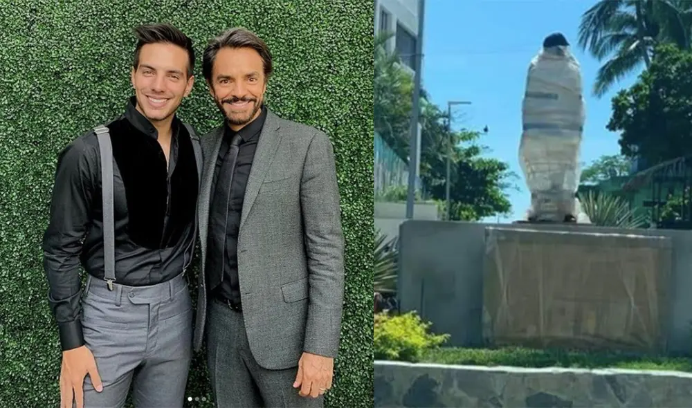 Hijo del cantante se pronuncia sobre la polémica estatua en Acapulco. Foto: composición/Vadhir Derbez/Instagram/captura de Twitter