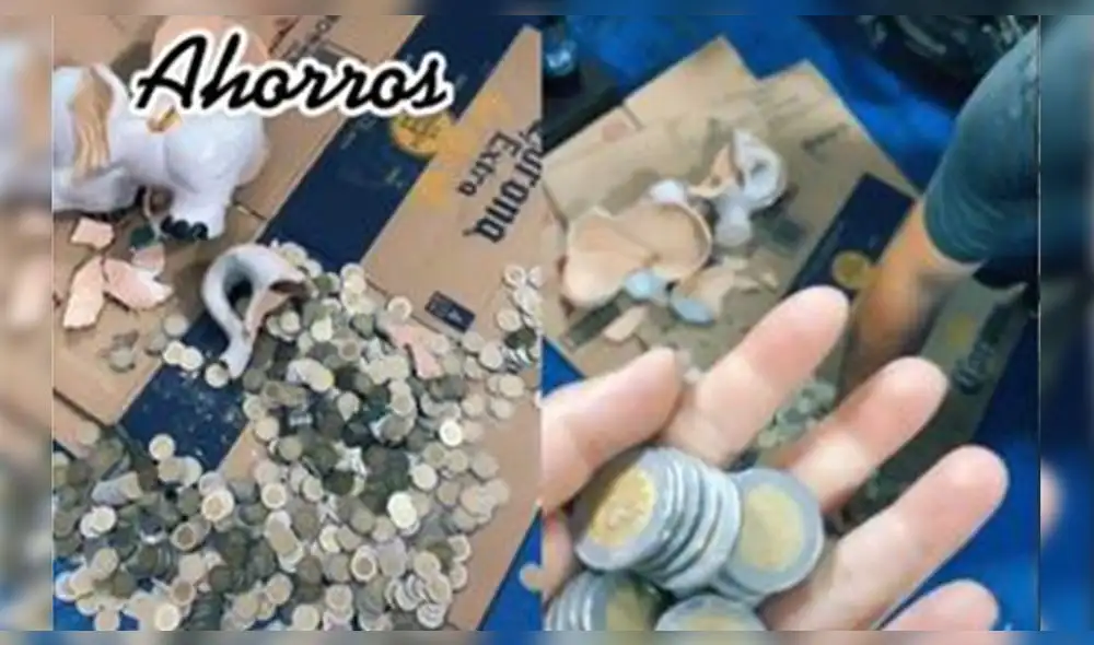 La joven utilizó monedas de cinco soles para llenar su alcancía y así ahorrar por tres años. Foto: captura de TikTok