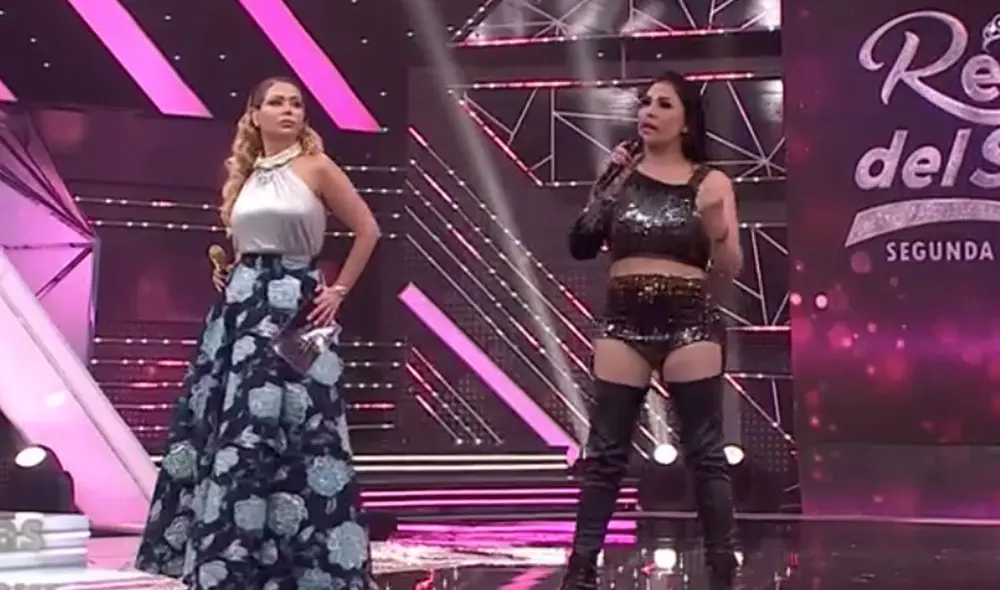 La cantante Yolanda Medina se animó en dar algunos consejos de baile en Reinas del show. Foto: Captura / América TV