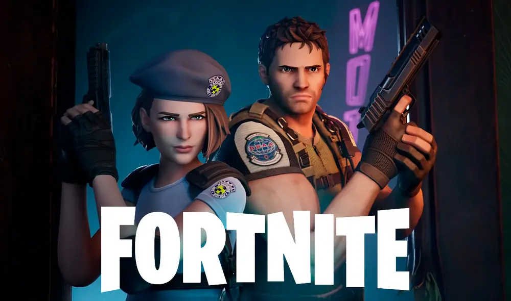 Las skins de Chris Redfield y Jill Valentine vienen con atuendos alternativos. Foto captura: YouTube/Fortnite - composición La República