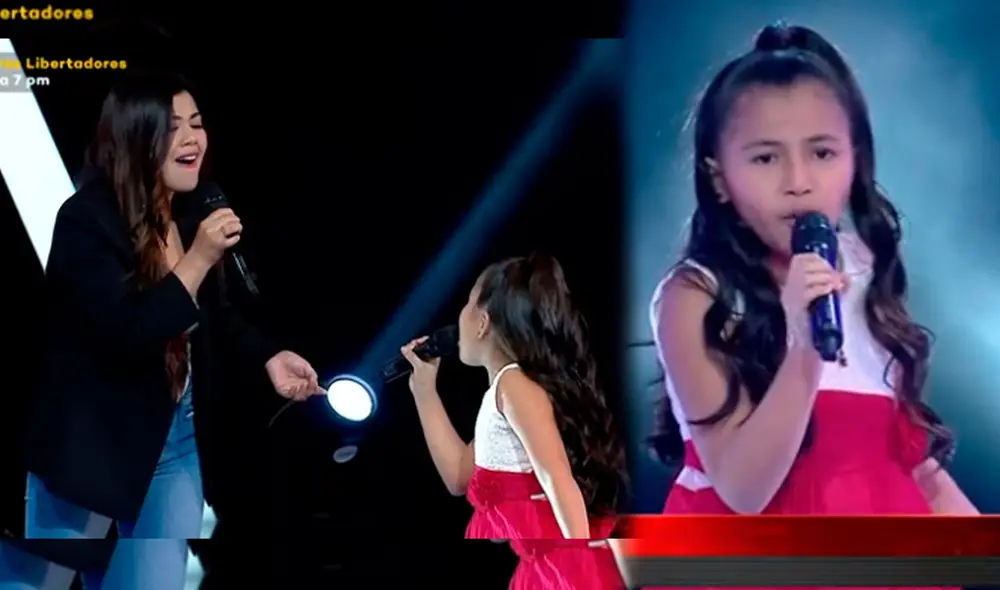 "Me siento muy orgullosa", le dijo Estrella a su hermana luego de escucharla cantar en el escenario de La voz kids. Foto: captura/Latina