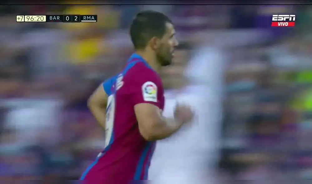 Sergio Agüero anotó el descuento de Barcelona ante Real Madrid. Foto: Captura ESPN Sergio Agüero anotó el descuento de Barcelona ante Real Madrid. Foto: Captura ESPN