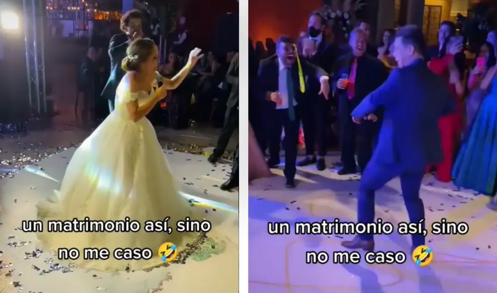 Los recién casados protagonizaron una batalla de rap, donde la mujer mostró su habilidad. Video: captura de TikTok