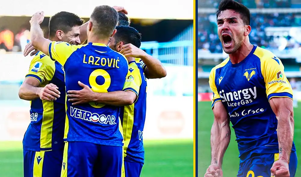 Giovanni Simeone le marcó cuatro tantos a la Lazio. Fuente: Composición @HellasVeronaFC