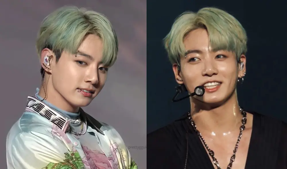 Jungkook de BTS estrena nuevo look en concierto online. Foto: composición/prettyggukie_/BIGHIT