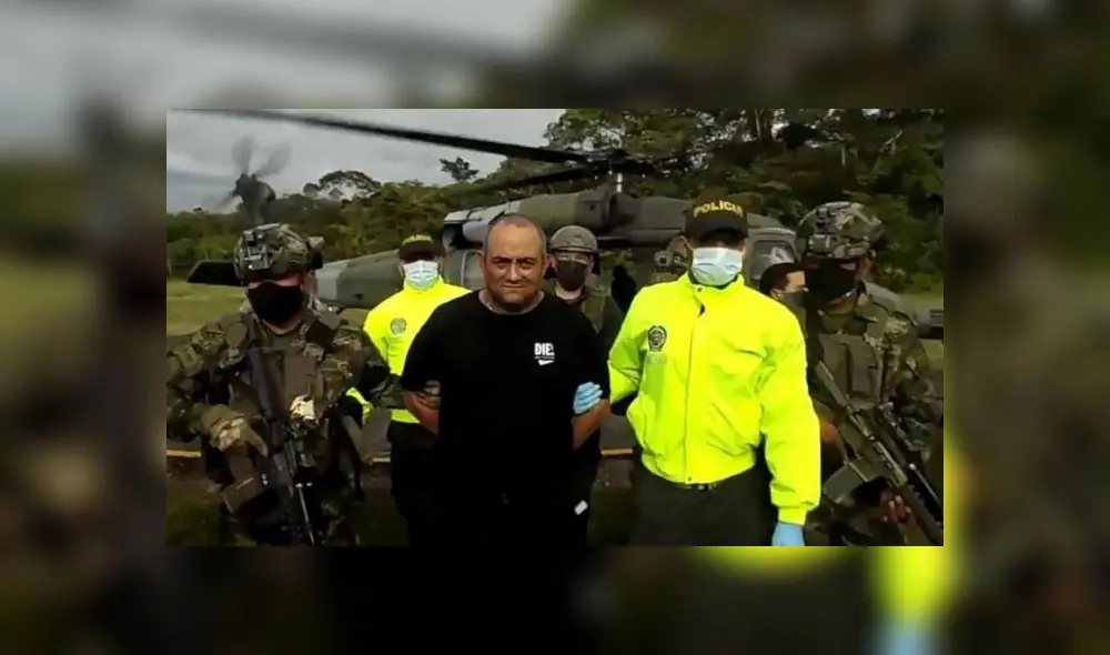 Dairo Antonio Úsuga David fue capturado la tarde del 23 de octubre en una operación militar en el cerro El Yoki. Foto: difusión Gobierno colombiano