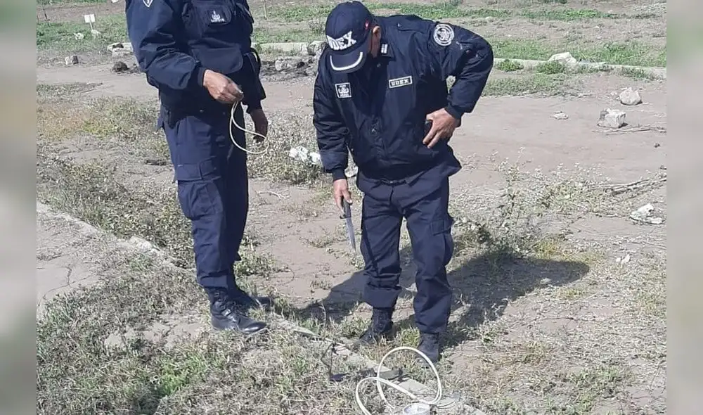 Artefacto explosivo fue neutralizado utilizando una carga controlada. Foto: PNP Udex