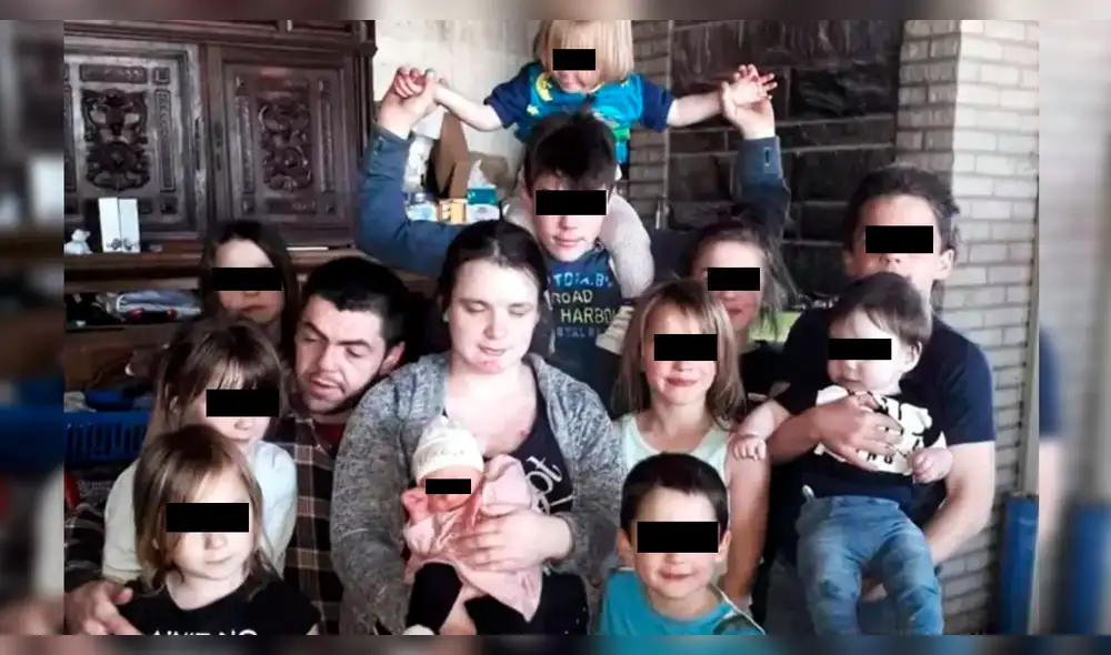 Gwenny Blanckaert y Marino Vaneeno junto a sus 11 hijos. Foto: Facebook/Joda Bonus Gwenny Blanckaert y Marino Vaneeno junto a sus 11 hijos. Foto: Facebook/Joda Bonus