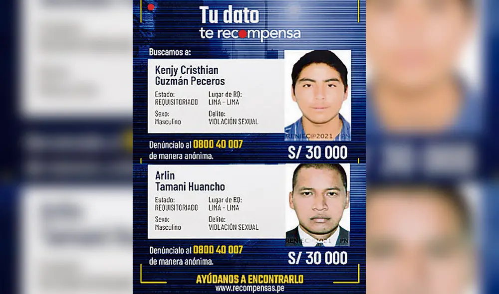 Prófugos. Los dos agentes PNP tienen orden de captura. Foto: difusión