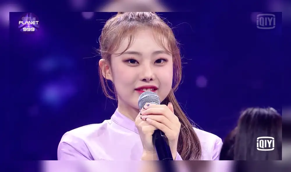 Suyeon durante su discurso tras ser eliminada de Girls Planet 999. Foyo: captura iQIYI