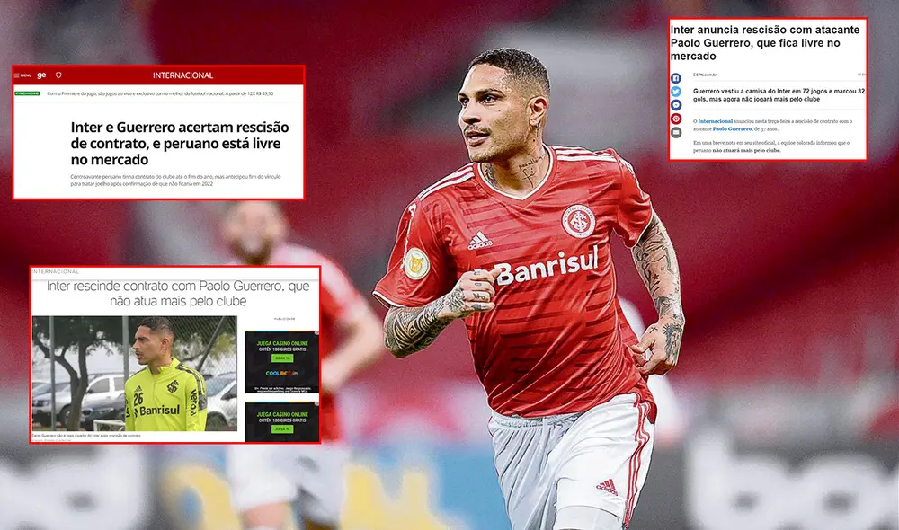 Guerrero juega en Brasil desde el 2012 y lo hizo en el Inter entre 2018 y 2021. Foto: Internacional Guerrero juega en Brasil desde el 2012 y lo hizo en el Inter entre 2018 y 2021. Foto: Internacional