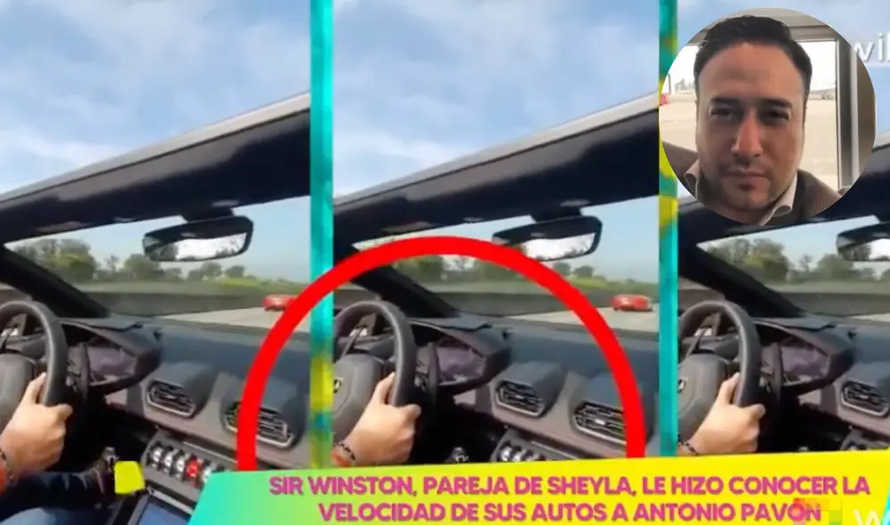 Antonio Pavón probó la velocidad del Lamborghini del novio de Sheyla Rojas. Foto: Captura Amor y Fuego. Antonio Pavón probó la velocidad del Lamborghini del novio de Sheyla Rojas. Foto: Captura Amor y Fuego.