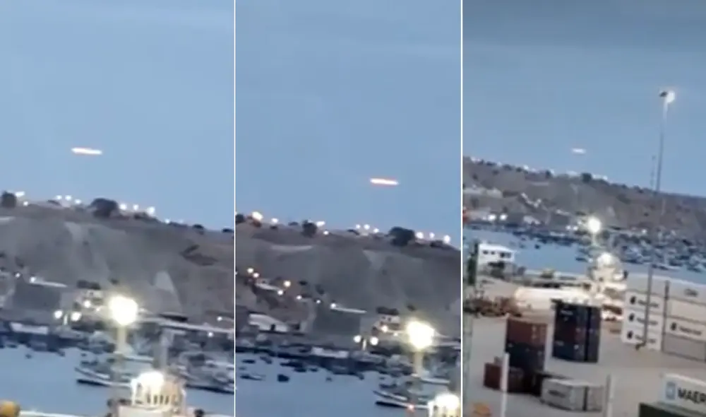Objeto no identificado sobrevoló puerto de Paita, de acuerdo a ciudadano. Foto: capturas Objeto no identificado sobrevoló puerto de Paita, de acuerdo a ciudadano. Foto: capturas
