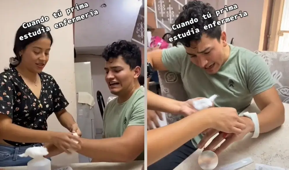Al ver la sangre, el joven se desesperó y grito el nombre de la chica reiteradas veces. Foto: captura de TikTok