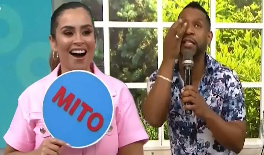 Ethel Pozo quedó sorprendida por la broma de su compañero Edson Dávila. Foto: captura América TV