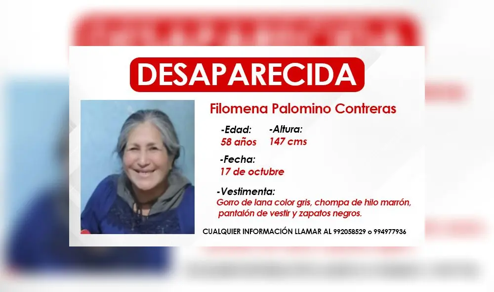 Familiares piden llamar a los números mencionados si se tiene algún dato de la mujer. Foto: La República