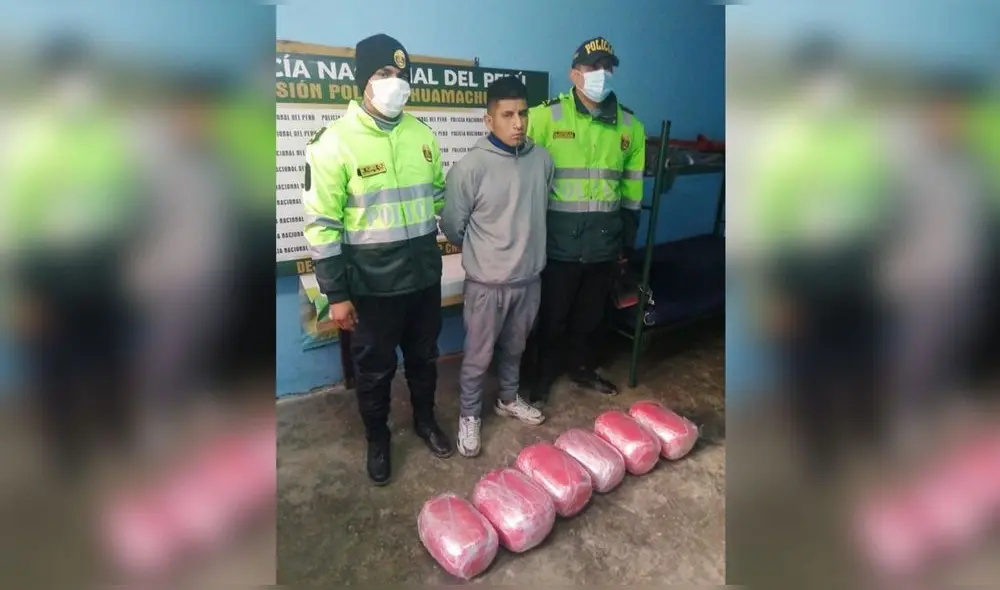 Rayme Juárez es acusado de llevar seis paquetes de droga con destino a Lima. Foto: PNP Rayme Juárez es acusado de llevar seis paquetes de droga con destino a Lima. Foto: PNP