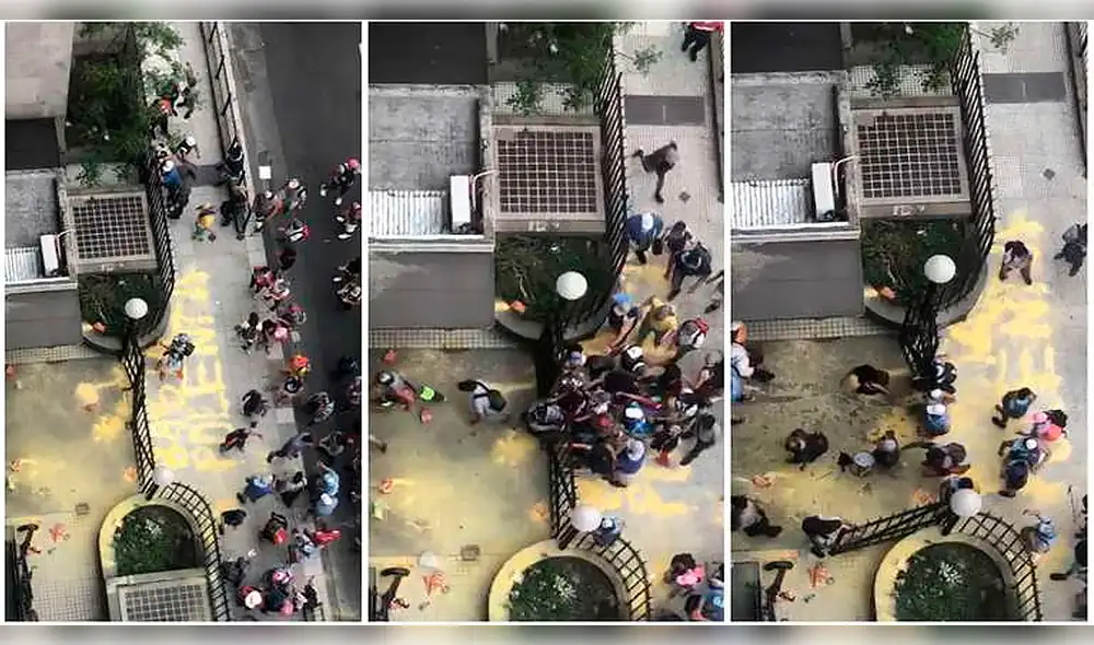 Manifestantes del MTR reclaman en la sede del Ministerio de Desarrollo Social una respuesta a sus peticiones de ayudas sociales y alimentos. Foto: captura de DataConurbano Manifestantes del MTR reclaman en la sede del Ministerio de Desarrollo Social una respuesta a sus peticiones de ayudas sociales y alimentos. Foto: captura de DataConurbano