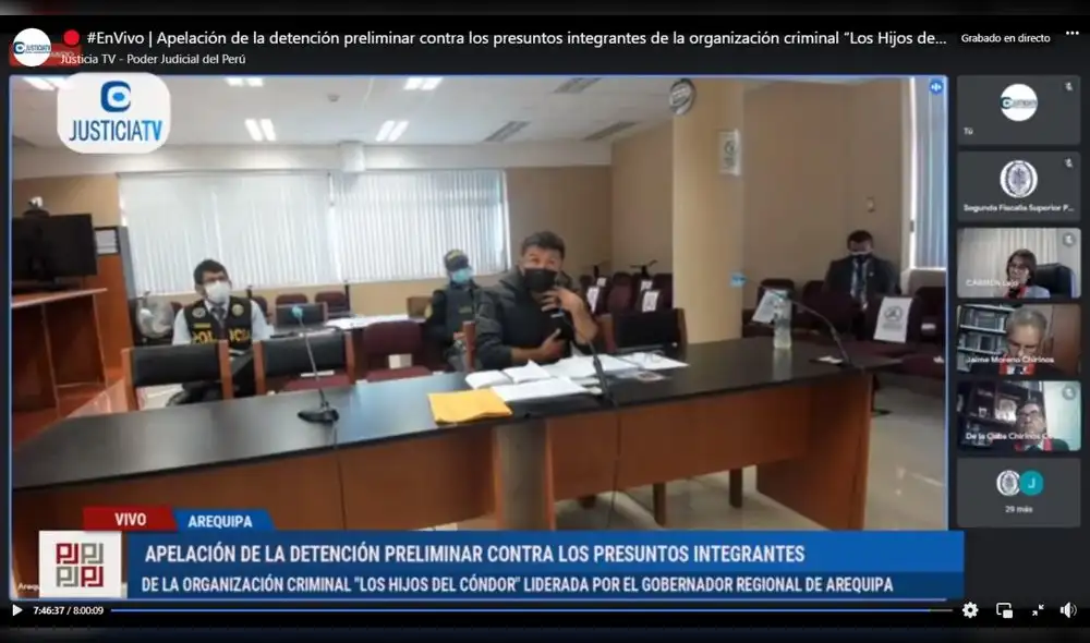Ysrael 'Cachete' Zúñiga negó las acusaciones en su contra por presuntamente ser parte de Los Hijos del Cóndor. Foto: Justicia TV-Poder Judicial del Perú. Ysrael 'Cachete' Zúñiga negó las acusaciones en su contra por presuntamente ser parte de Los Hijos del Cóndor. Foto: Justicia TV-Poder Judicial del Perú.