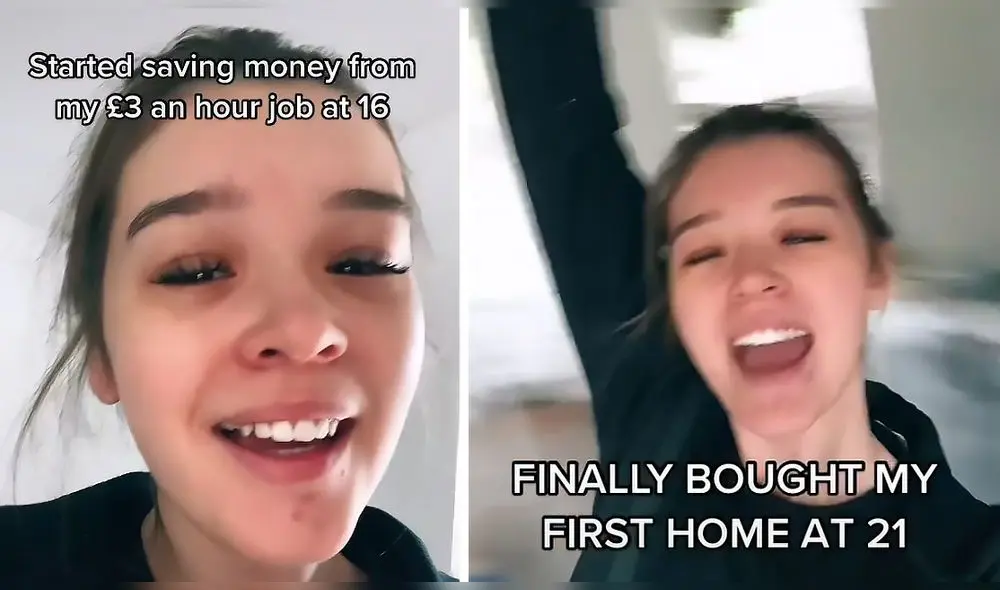 El usuario de TikTok @beccathompsonn compartió su emoción al comprar su primera casa. Foto: captura de TikTok El usuario de TikTok @beccathompsonn compartió su emoción al comprar su primera casa. Foto: captura de TikTok