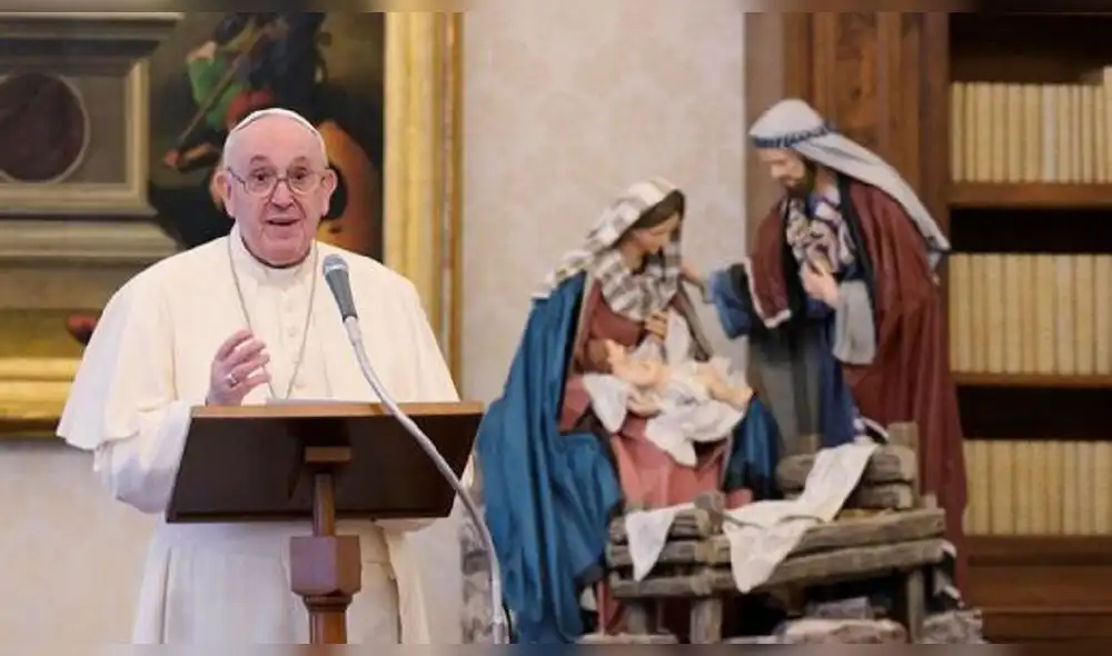El papa Francisco celebra una audiencia privada semanal con motivo de la Navidad. Foto: AFP