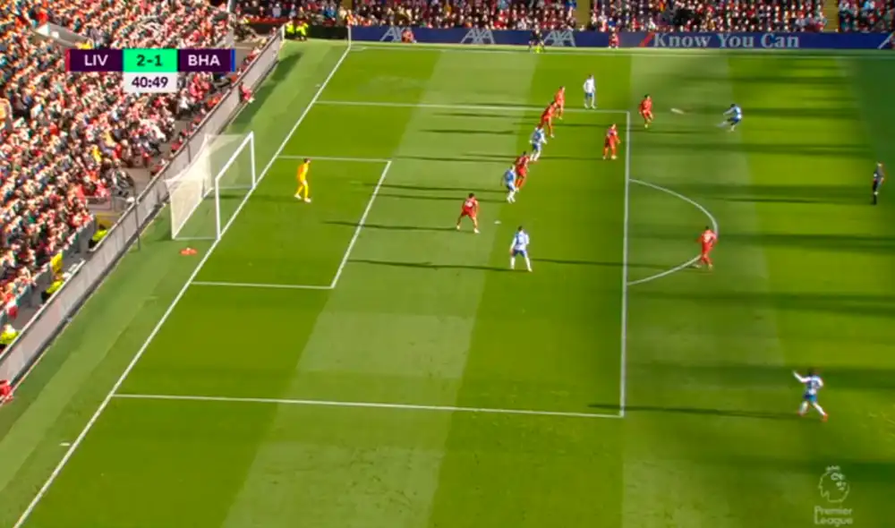 Mwepu puso el descuento del Brighton ante el Liverpool en Anfield. Foto: captura ESPN Mwepu puso el descuento del Brighton ante el Liverpool en Anfield. Foto: captura ESPN