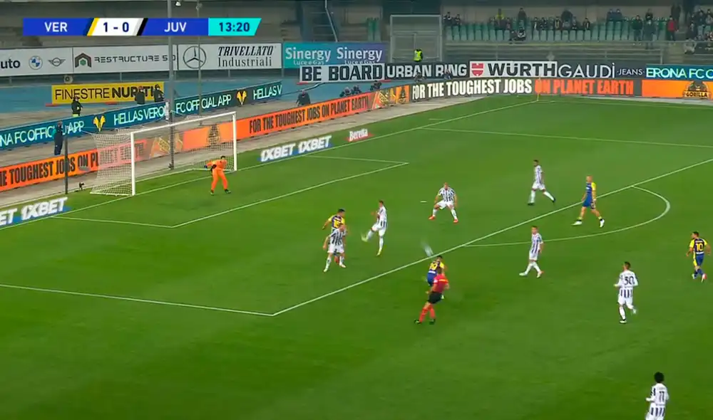 Gio Simeone concretó un doblete frente a la Juventus en tres minutos por la fecha 11 de la Serie A. Foto: captura ESPN 3 Gio Simeone concretó un doblete frente a la Juventus en tres minutos por la fecha 11 de la Serie A. Foto: captura ESPN 3