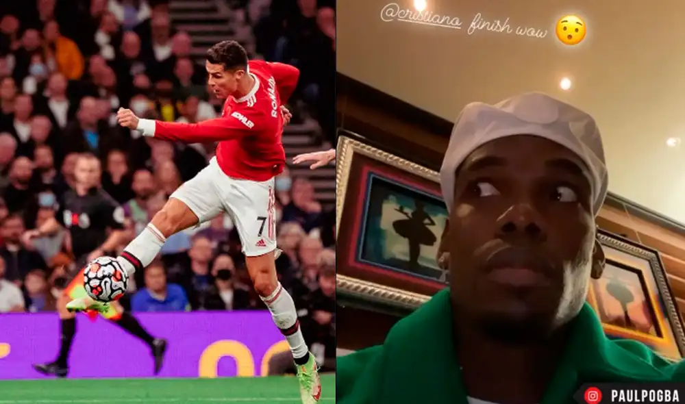 Paul Pogba quedó impactado con el tanto del luso. Fuente: Composición Instagram Paul Pogba quedó impactado con el tanto del luso. Fuente: Composición Instagram