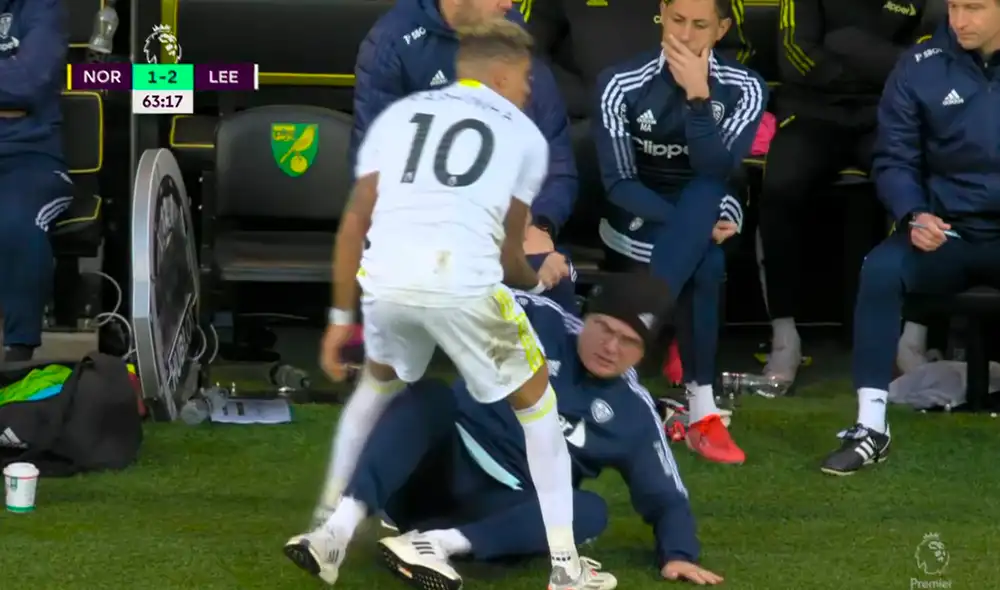 Leeds United derrotó 2-1 al Norwich City por la fecha 10 de la Premier League. Fuente: Captura ESPN Leeds United derrotó 2-1 al Norwich City por la fecha 10 de la Premier League. Fuente: Captura ESPN