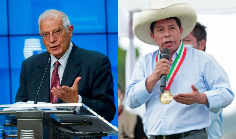 El alto representante de la UE fue designado en su cargo en 2019. Por su parte, Pedro Castillo asumió la presidencia del Perú en julio de 2021. Foto: composición EFE/Presidencia