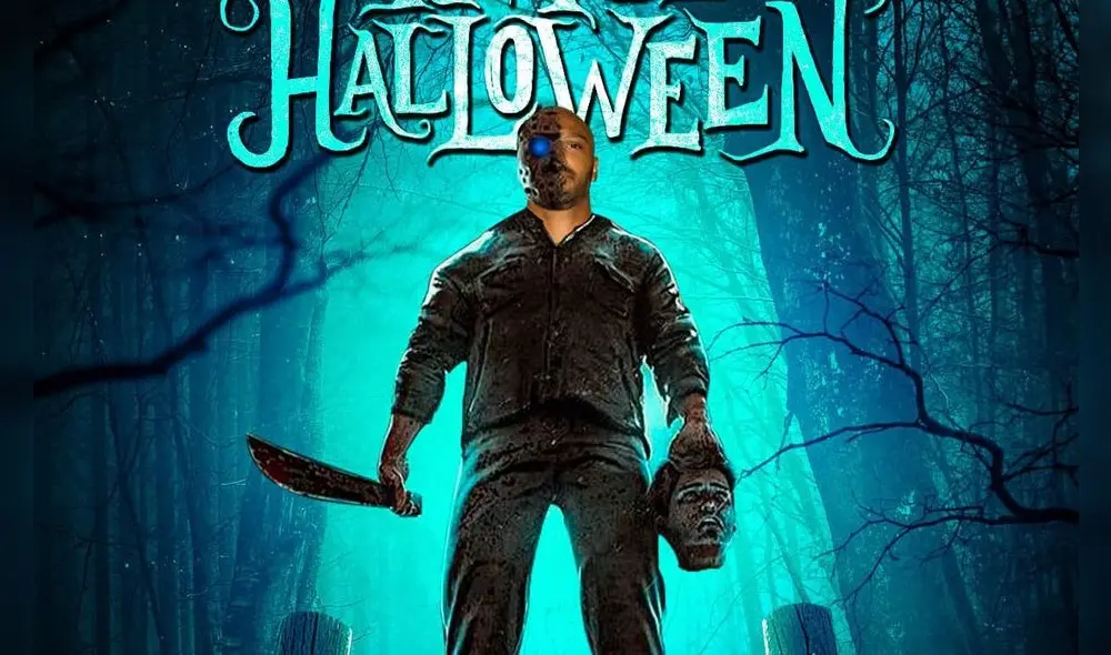 Maximiliano Freitas luce con el disfraz de Jason de Viernes 13. Foto: Carlos Stein