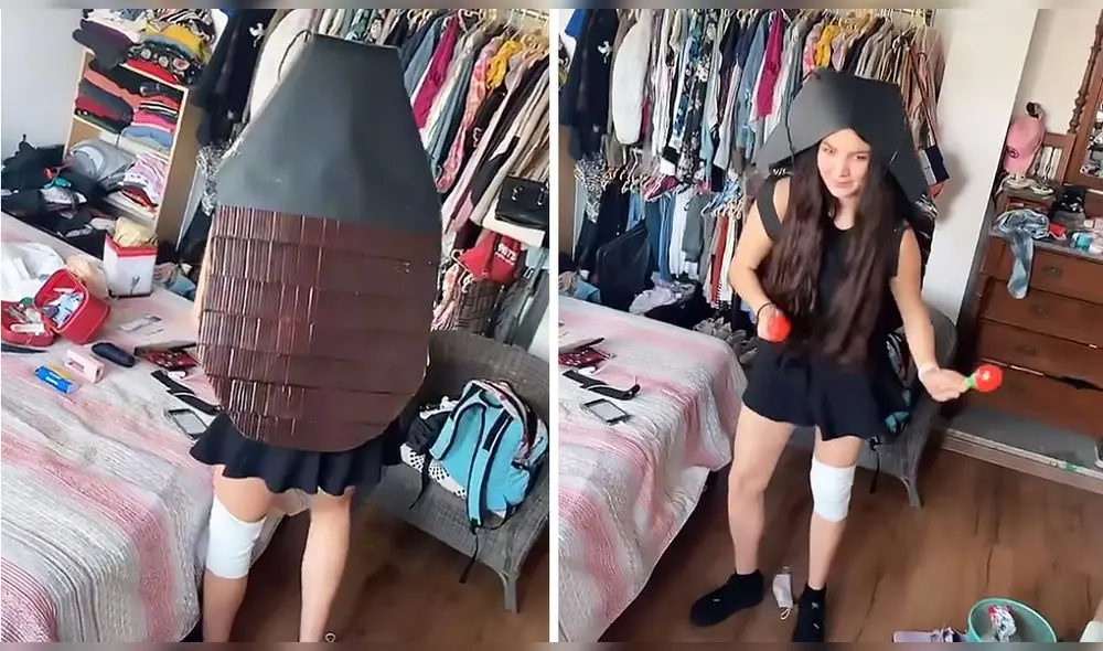 Video sobre disfraz de conocido insecto es visto por millones de internautas. Foto: captura de TikTok / @maruchann36