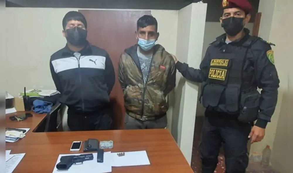 Durante la intervención, le encontraron una pistola. Foto: PNP Durante la intervención, le encontraron una pistola. Foto: PNP