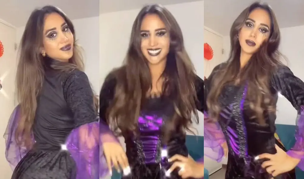 Melissa Paredes sorprende con disfraz de bruja en Tiktok. Foto: composición/ Tiktok