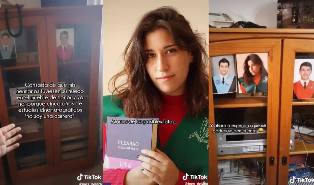 La divertida escena muestra a la joven editando su imagen con el emblema de Hogwarts para recrear su fotografía de graduada. Foto: captura de TikTok