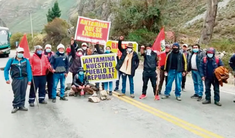 Corredor minero. La Comunidad de Aquia mantiene paralizadas las labores de Antamina, en Áncash. Foto: difusión