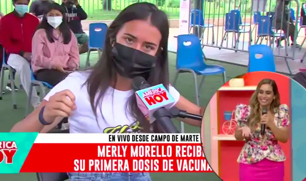 Merly Morello se vacunó frente a las cámaras de América hoy, pero se incomodó cuando Ethel Pozo la presentó. Foto: captura América TV Merly Morello se vacunó frente a las cámaras de América hoy, pero se incomodó cuando Ethel Pozo la presentó. Foto: captura América TV