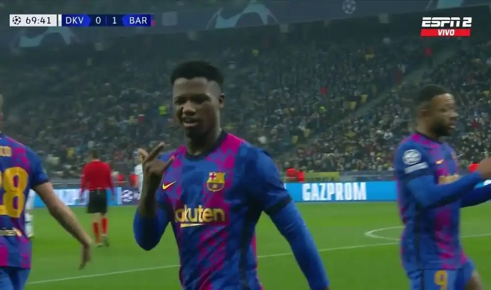 Ansu Fati marcó el 1-0 del FC Barcelona. Foto: captura ESPN.