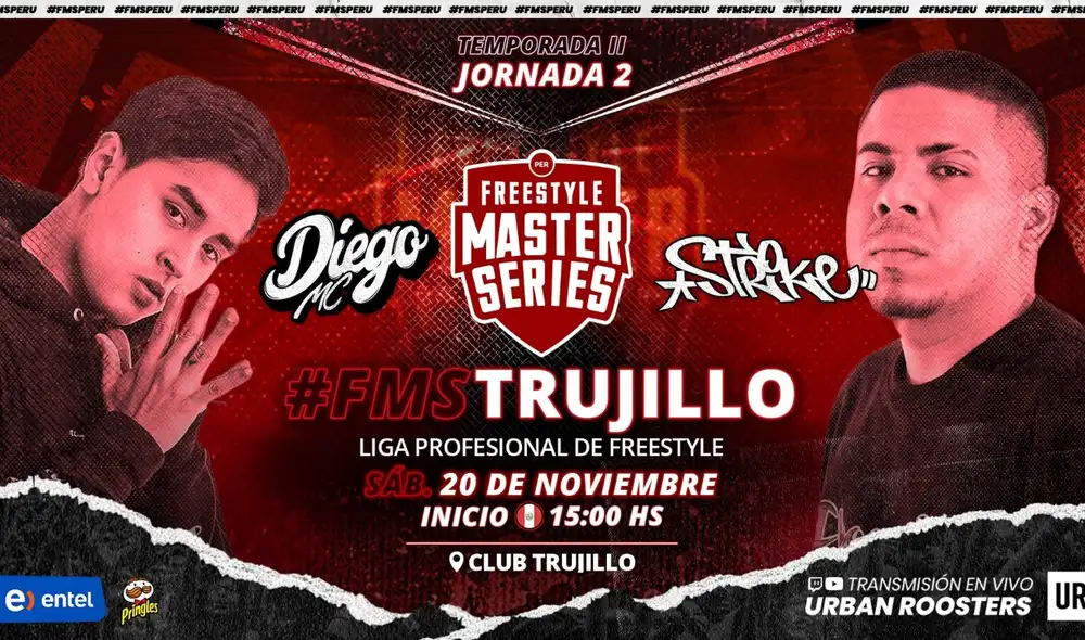 Diego Mc vs. Strike. Freestylers se verán las caras en la FMS Perú Foto: Urban Roosters Diego Mc vs. Strike. Freestylers se verán las caras en la FMS Perú Foto: Urban Roosters