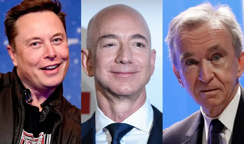 Elon Musk (Izquierda), Jeff Bezos(centro) y Bernard Arnault (derecha) son los tres hombres más ricos del planeta. Foto: composición LR/Efe Elon Musk (Izquierda), Jeff Bezos(centro) y Bernard Arnault (derecha) son los tres hombres más ricos del planeta. Foto: composición LR/Efe