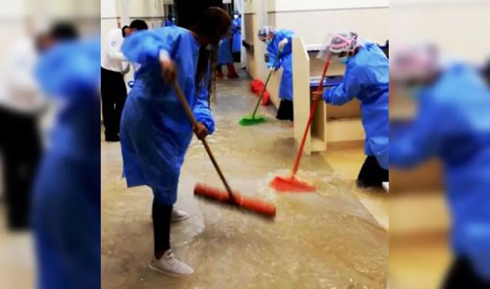 La fuerte lluvia ingresó al nosocomio ubicado en la parte baja de Jaén. Foto: difusion